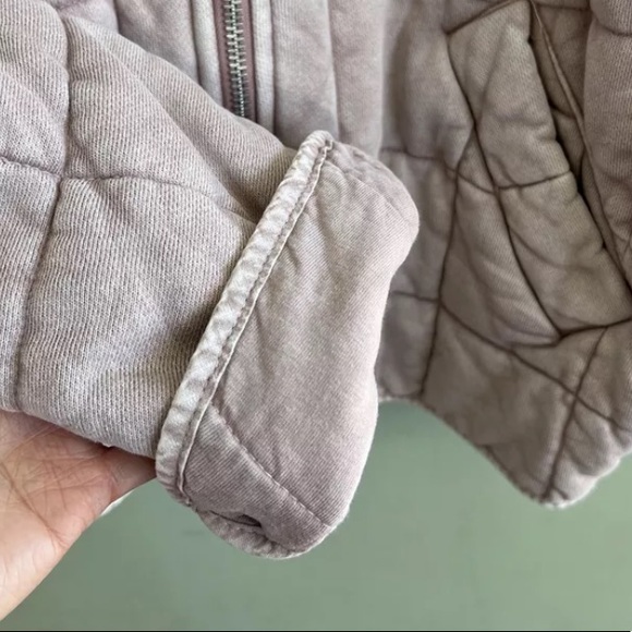 Free People Quilted Dolman Knit Jacket M Misty Mauve Pink - Picture 7 of 7